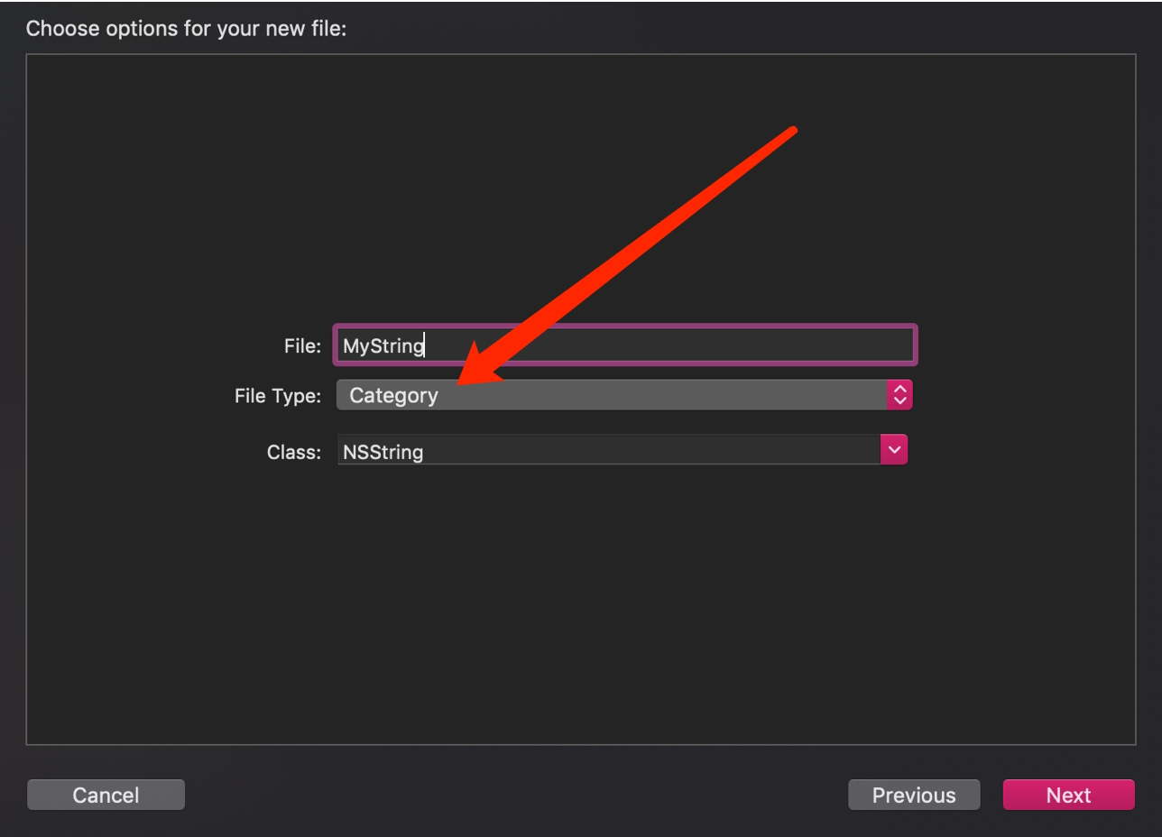 Configuring a category in Xcode